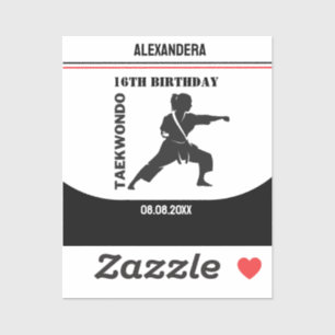 Sticker Joueur de Taekwondo, Cadeau d'anniversaire, Karate