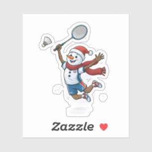 Sticker Joueur de tennis bonhomme de neige Noël 2026 Vacan
