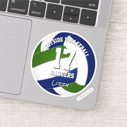 Sticker joueur de volley-ball bleu vert (Détail)