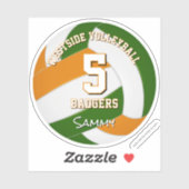 Sticker joueur de volley-ball couleur orange vert (Feuille)