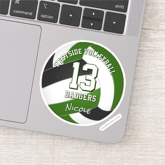 Sticker joueur de volley-ball couleur verte noire (Détail)