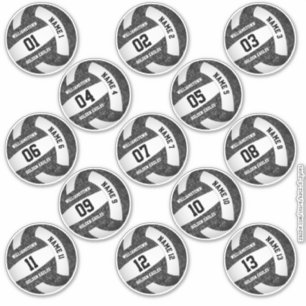 Sticker joueur de volley-ball noir girly noms 13