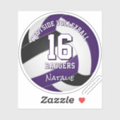 Sticker joueur de volley-ball violet noir (Feuille)