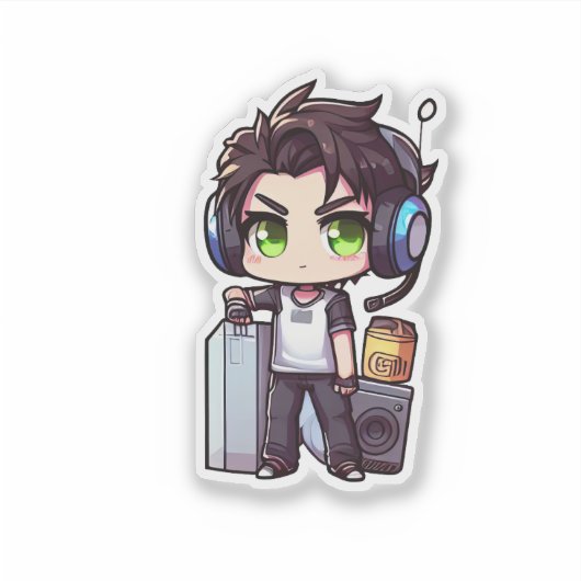 Sticker joueur mignon (Devant)