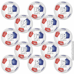 Sticker joueurs de football couleurs de l'équipe rouge et