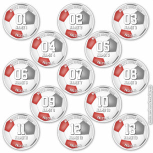 Sticker joueurs de football couleurs d'équipe rouge gris e