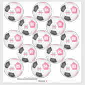 Sticker joueurs de football individuels roses mignons (Feuille)