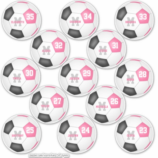 Sticker joueurs de football individuels roses mignons (Devant)