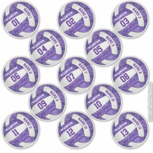 Sticker joueurs de volley-ball blanc violet girly noms per