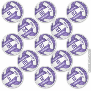 Sticker joueurs de volley-ball blanc violet girly noms per