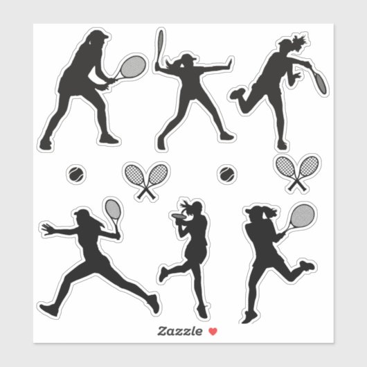 Sticker Joueuse De Tennis En Noir Et Blanc (Feuille)