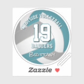 Sticker Joueuse de volley-ball gris turquoise filles garço (Feuille)