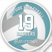 Sticker Joueuse de volley-ball gris turquoise filles garço (Devant)