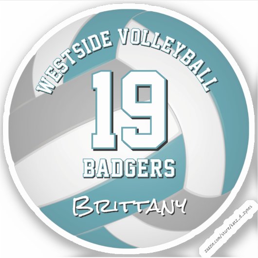 Sticker Joueuse de volley-ball gris turquoise filles garço (Devant)