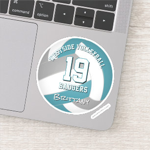 Sticker Joueuse de volley-ball gris turquoise filles garço