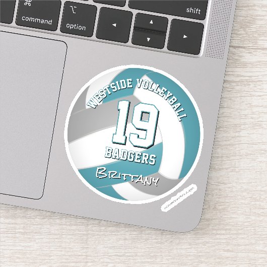 Sticker Joueuse de volley-ball gris turquoise filles garço (Détail)