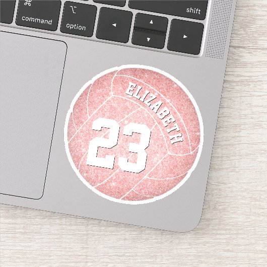 Sticker joueuse de volley-ball personnalisée mignonne rose (Détail)
