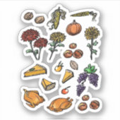 Sticker Jour d'Action de grâce attributs automne Classic T (Devant)