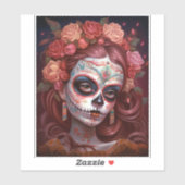 Sticker Jour De La Fille Du Crâne Sucre Des Morts (Feuille)