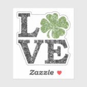 Sticker Jour de la Saint Patrick LOVE avec shamrock (Feuille)