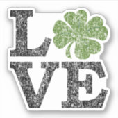 Sticker Jour de la Saint Patrick LOVE avec shamrock (Devant)