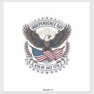 Sticker Jour de l'Indépendance Aigle Drapeau Vintage Chemi