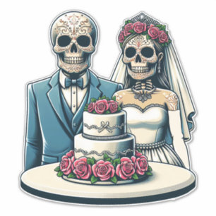 Sticker jour de mort Art Skeleton Bride et Mariage de cham