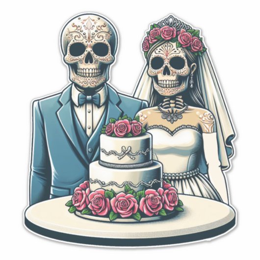 Sticker jour de mort Art Skeleton Bride et Mariage de cham (Devant)