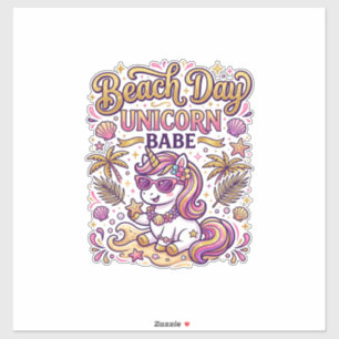 Sticker Jour de plage licorne bébé licorne stylée créa Zaz