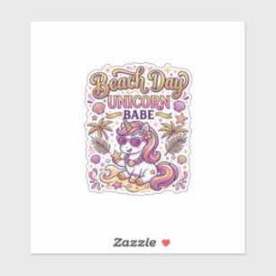 Sticker Jour de plage licorne bébé licorne stylée Zazzle D