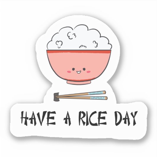 Sticker Jour de riz Kawaii Asiatique Pun Cute (Devant)