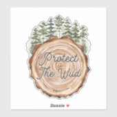 Sticker Jour des terres Devis Bois Disque Pins Arbres Envi (Feuille)