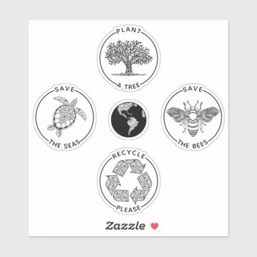 Sticker Jour des terres Sauvez la planète (Feuille)