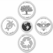 Sticker Jour des terres Sauvez la planète (Devant)