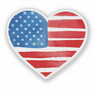 Sticker Jour des Valentines États-Unis Drapeau Coeur patri