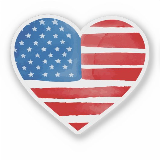 Sticker Jour des Valentines États-Unis Drapeau Coeur patri (Devant)