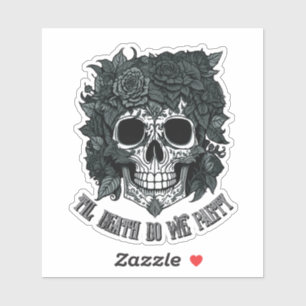Sticker Jour du crâne éffrayant des os d'halloween morts
