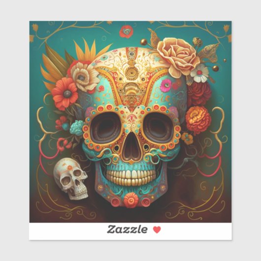 Sticker Jour Du Crâne Sucre Des Morts (Feuille)