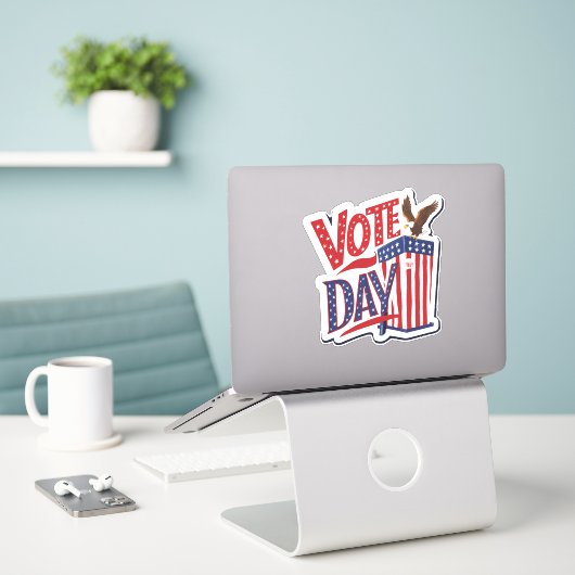 Sticker Jour du vote (Ordinateur portable sur le bureau)