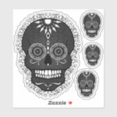 Sticker Jour noir et blanc des crânes de sucre morts (Feuille)