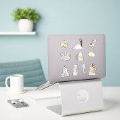 Sticker Journée de mariage aquarelle (Ordinateur portable sur le bureau)
