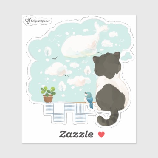 Sticker Journée du chat - Nuage de rêve (Feuille)