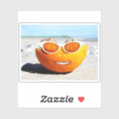 Sticker Journée Ensoleillée Plage Orange (Feuille)