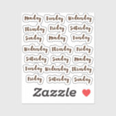 Sticker Jours de la semaine brosse cursive (Feuille)