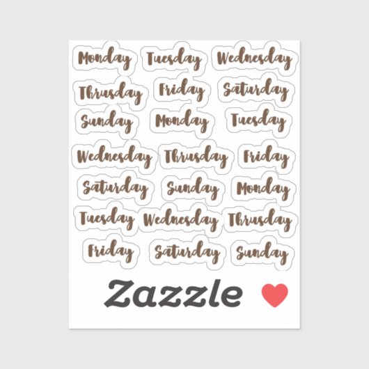 Sticker Jours de la semaine brosse cursive (Feuille)