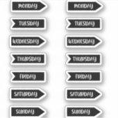 Sticker Jours de la semaine Bullet Journal Planner Noir (Devant)