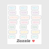 Sticker Jours de la semaine Colorful Pastel Cute écriture  (Feuille)