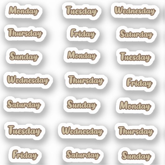 Sticker Jours de la semaine cursive (Recto)