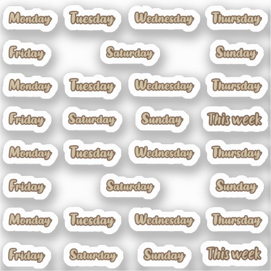 Sticker Jours de la semaine cursive (Recto)