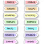 Sticker Jours de la semaine Pastel Rainbow Planner Script (Devant)